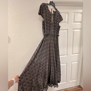 ALEX EVENINGS- Belted Black Lace  Sheath Formal Dress - Size 16